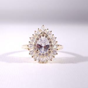 Simulated Diamond CZ Ring 14k over Sterling Silver Size 10